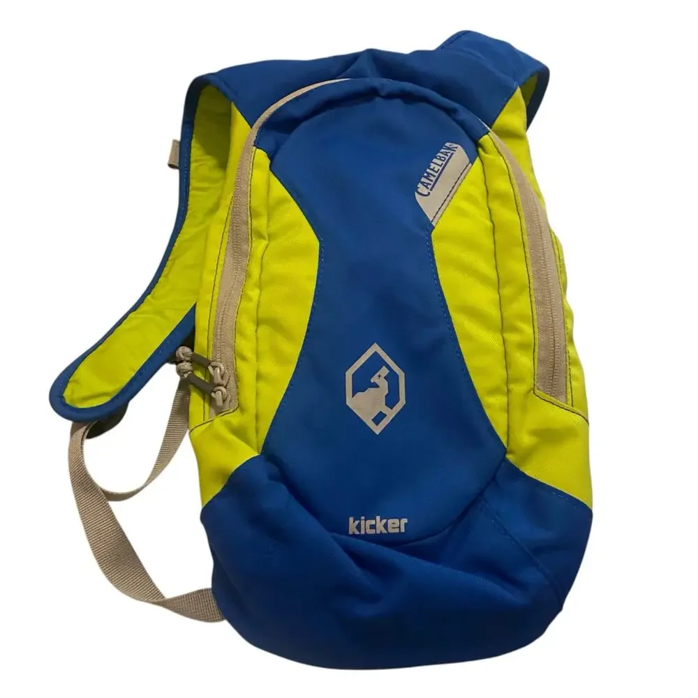 CamelBak Children's Kicker Hydration Backpack in blue and Lime Green High Vis